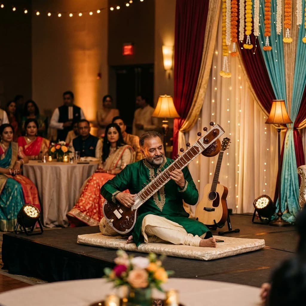 Live acoustic musical performance at an elegant celebration